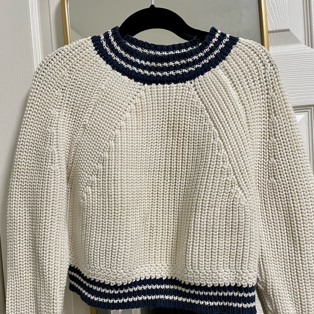 Milly white cropped fisherman sweater size L